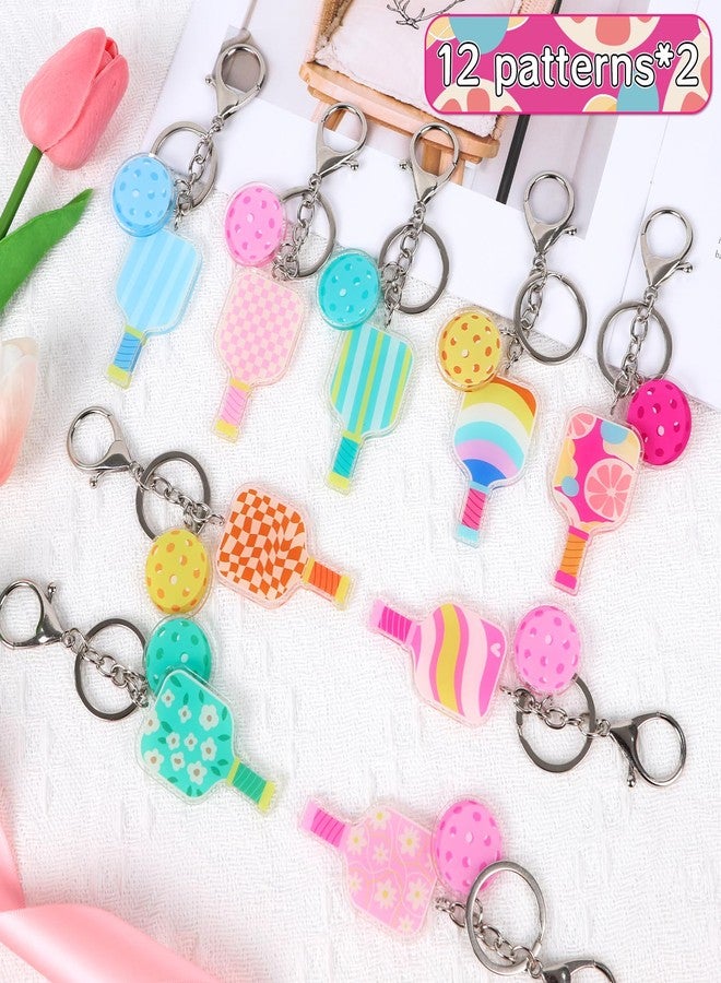 Shejdgart Pickleball Keychain Gifts for Women, 24PCS Dinkball Party Favors Decorations for Players, Aesthetic Pickleball Acrylic Keychain Bulk Gift for Sport Lover - Image 2